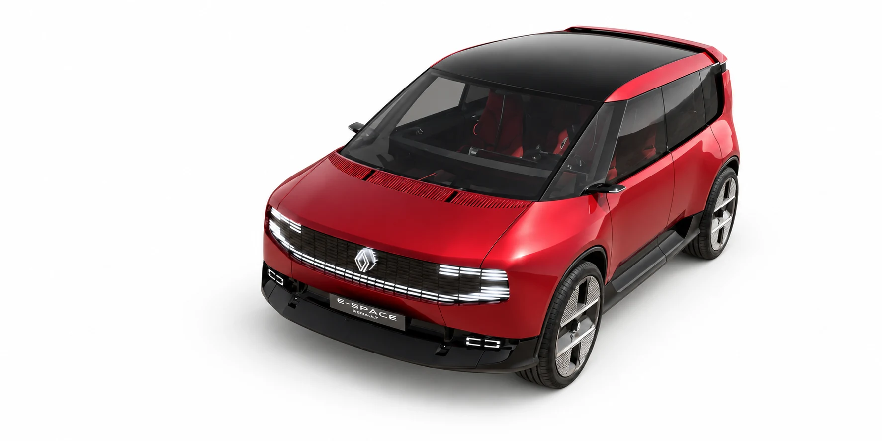 Roter Renault E-Space Concept mit dunklem Dach, schräg von oben.