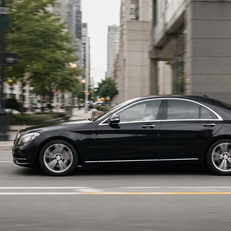 Schwarze Limousine unterwegs in der Innenstadt